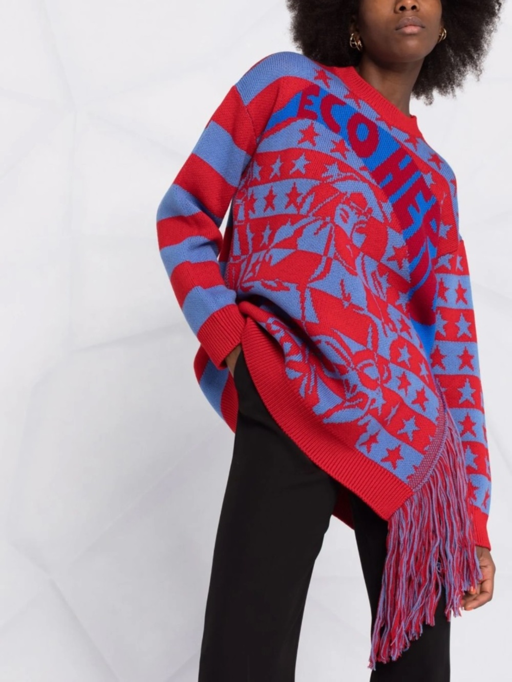 Stella McCartney Eco Hero Oversized Fringe Sweater NWT $1250 Wool Size 46